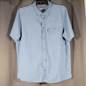 Avalanche Men's XL Blue Microcheck Button-Up Shirt Short Sleeve Stretch